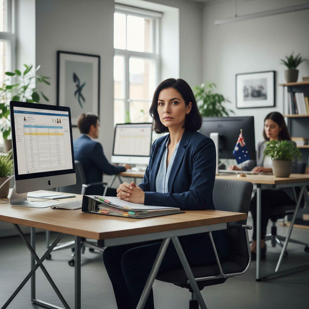 HR manager reviewing employment contract probation periods at office desk