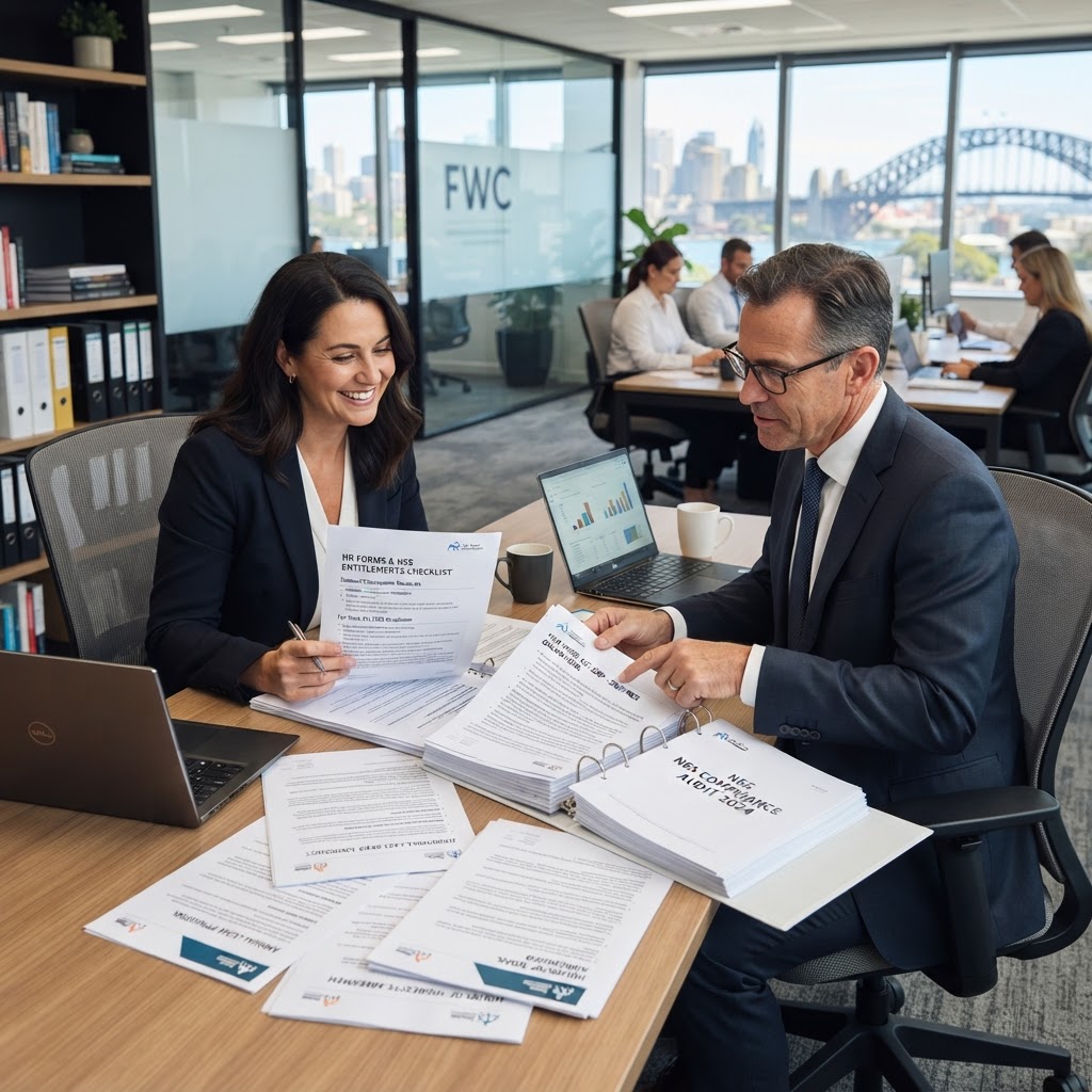 National Employment Standards NES compliance review: Australian employer and employment lawyer discussing Fair Work Act entitlements