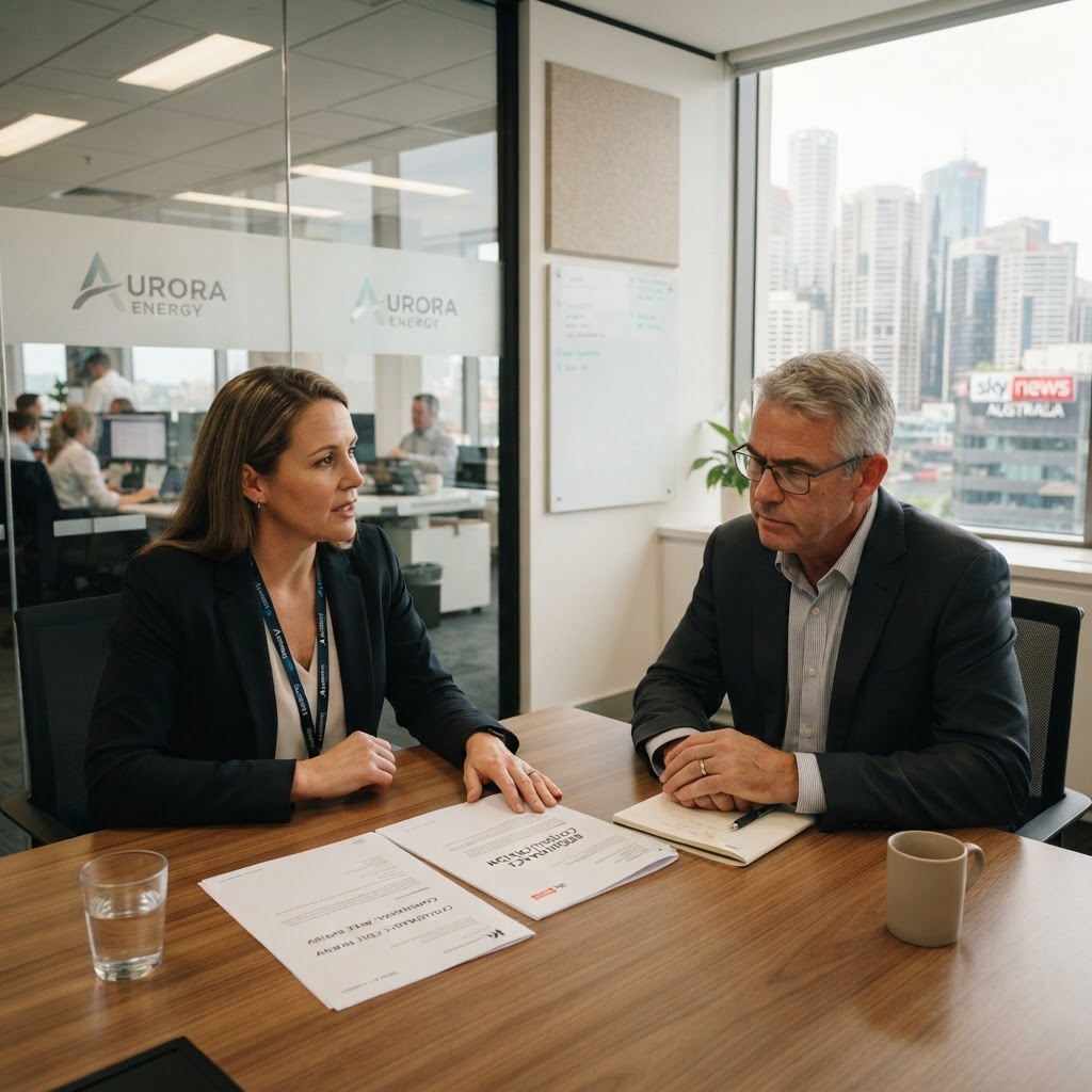 HR manager and employee in private redundancy consultation meeting, Fair Work compliance