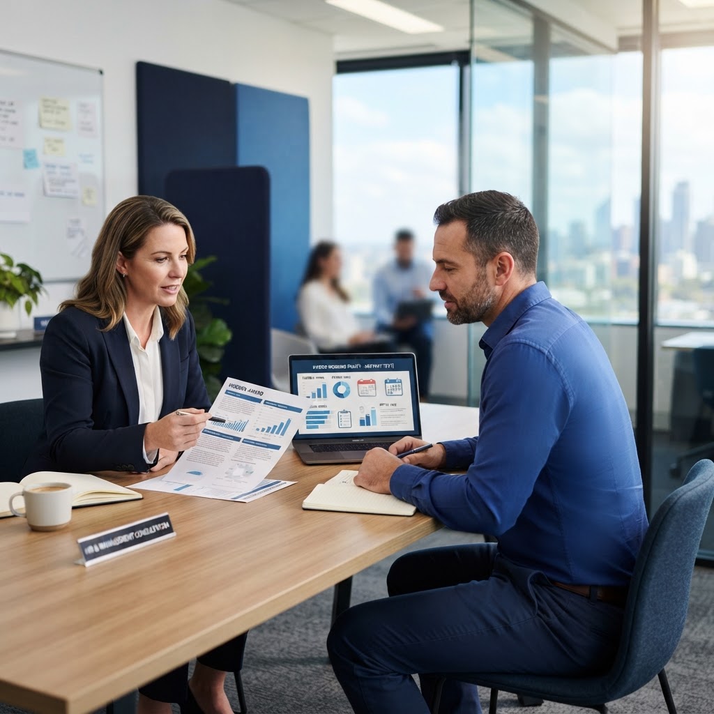 Employer reviewing Clerks Award working from home arrangements in an Australian office