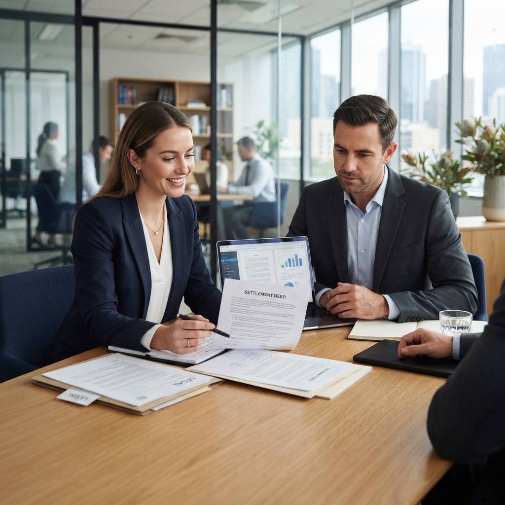 Settlement deed template Australia employer reviewing employment law documents