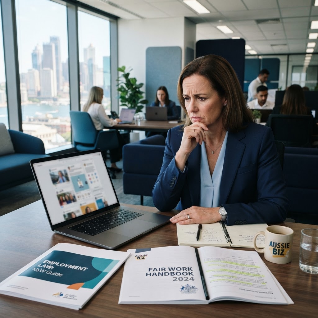 Australian employer reviewing social media posts for workplace dismissal compliance under Fair Work Act