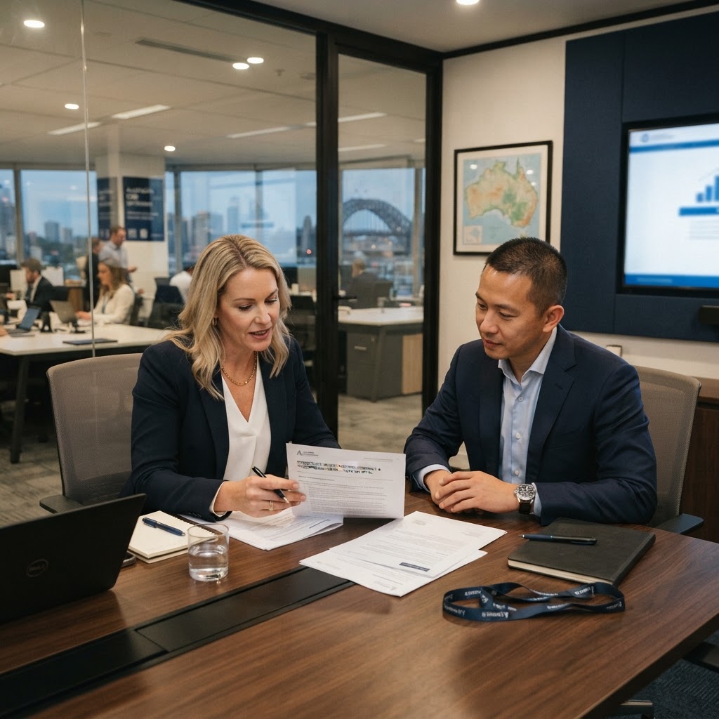 Australian employers conducting a workplace investigation in a professional office meeting room